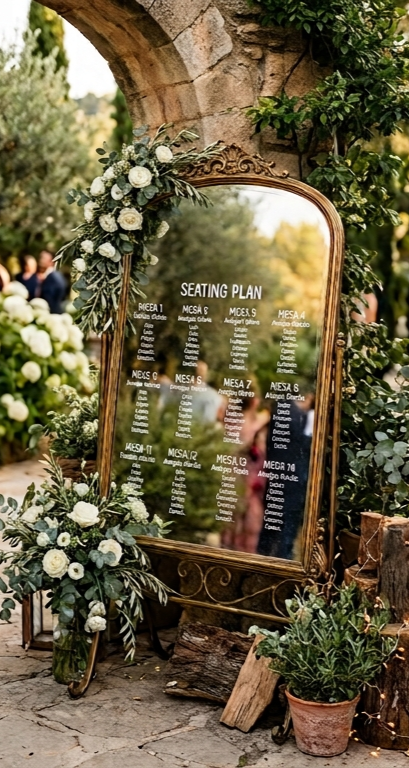 Espejo personalizado para bodas Seating Plan