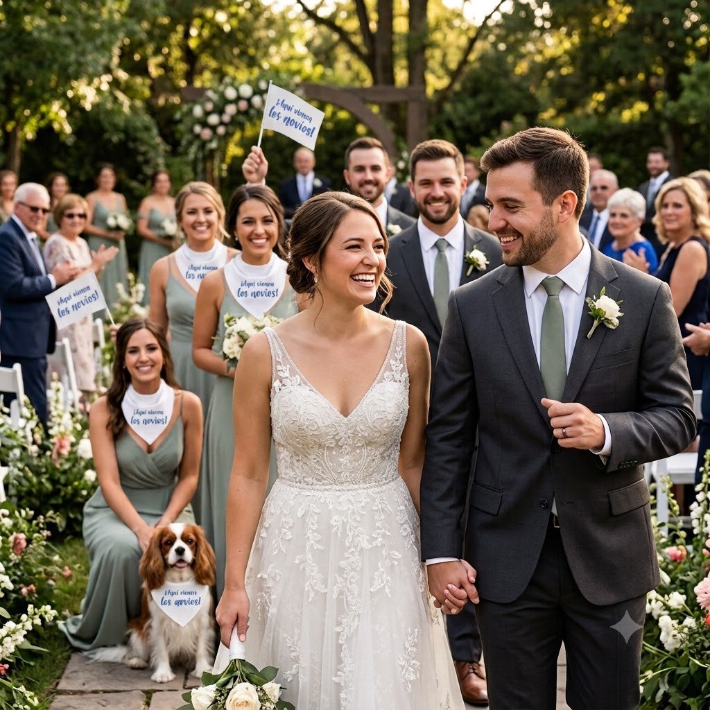 Pack de Entrada Novios Boda - Banderín y Pañoleta - Imagen 4